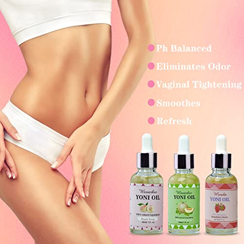 Yoni Oil for Women Set Of 3, 100% Natural Feminine Oil Intimate Deodorant for Women, Eliminates Odor